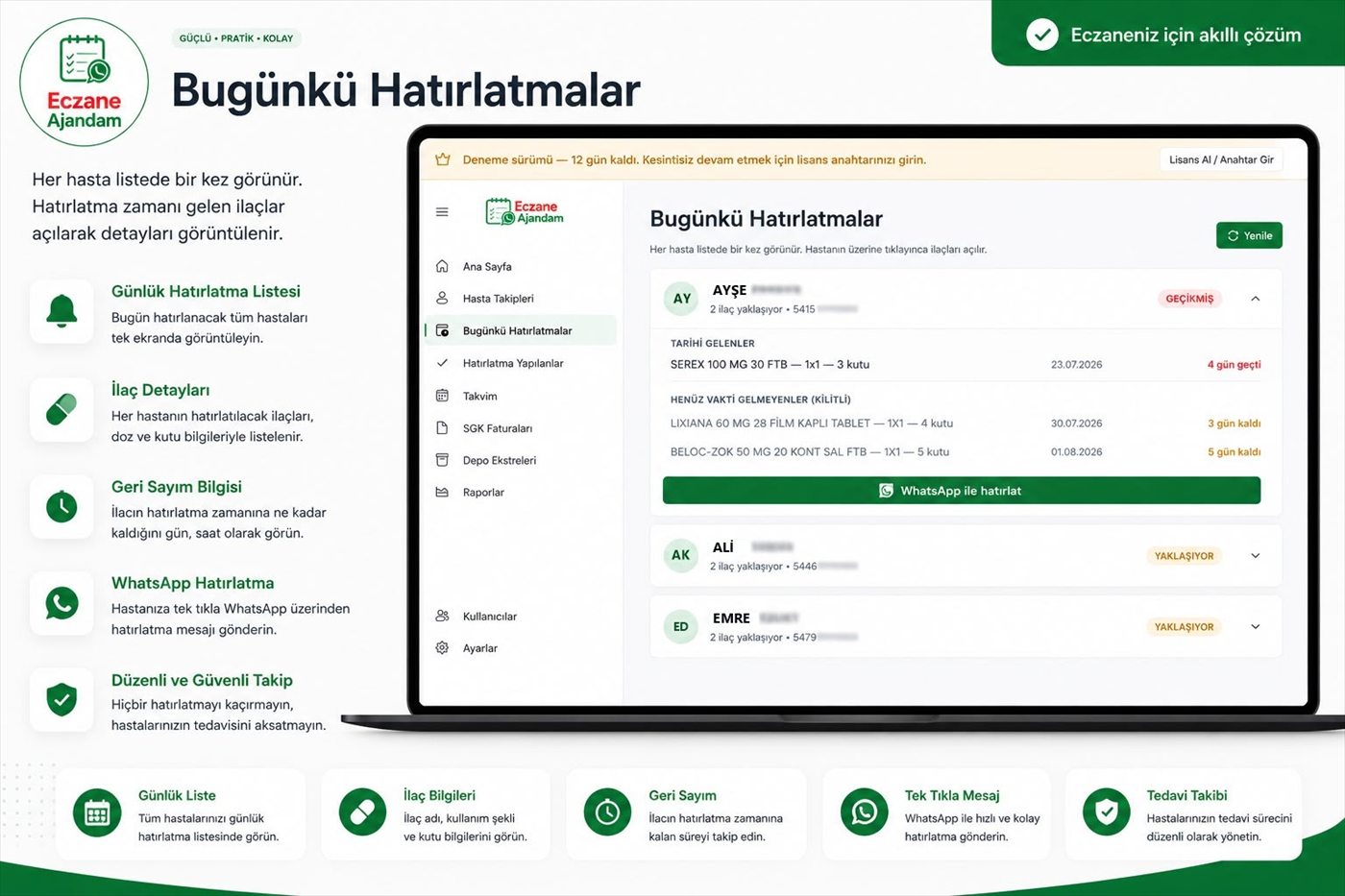 Bugünkü hatırlatmalar — Eczane Ajandam ekran görüntüsü