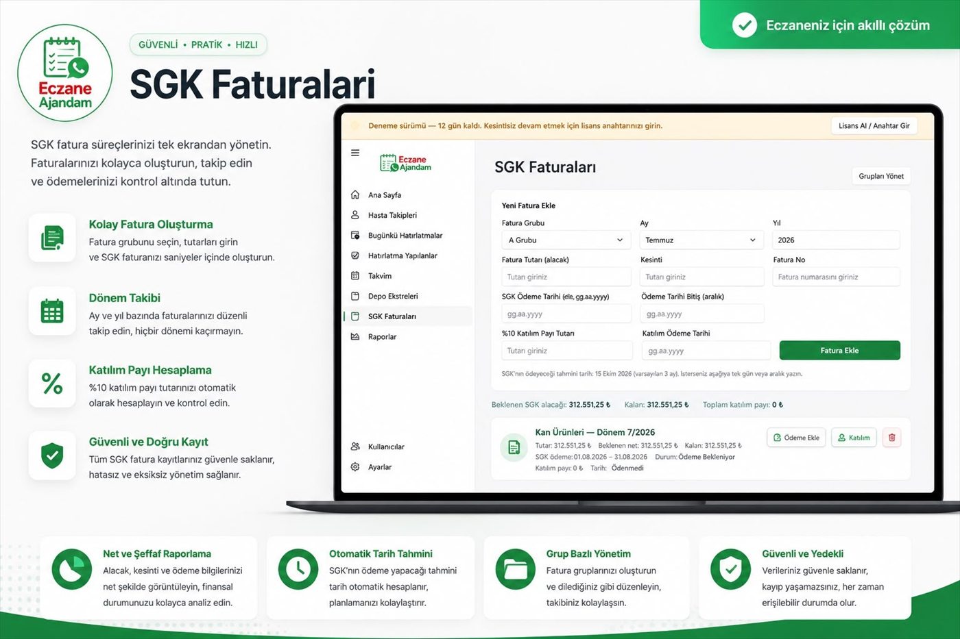 SGK faturaları — Eczane Ajandam ekran görüntüsü