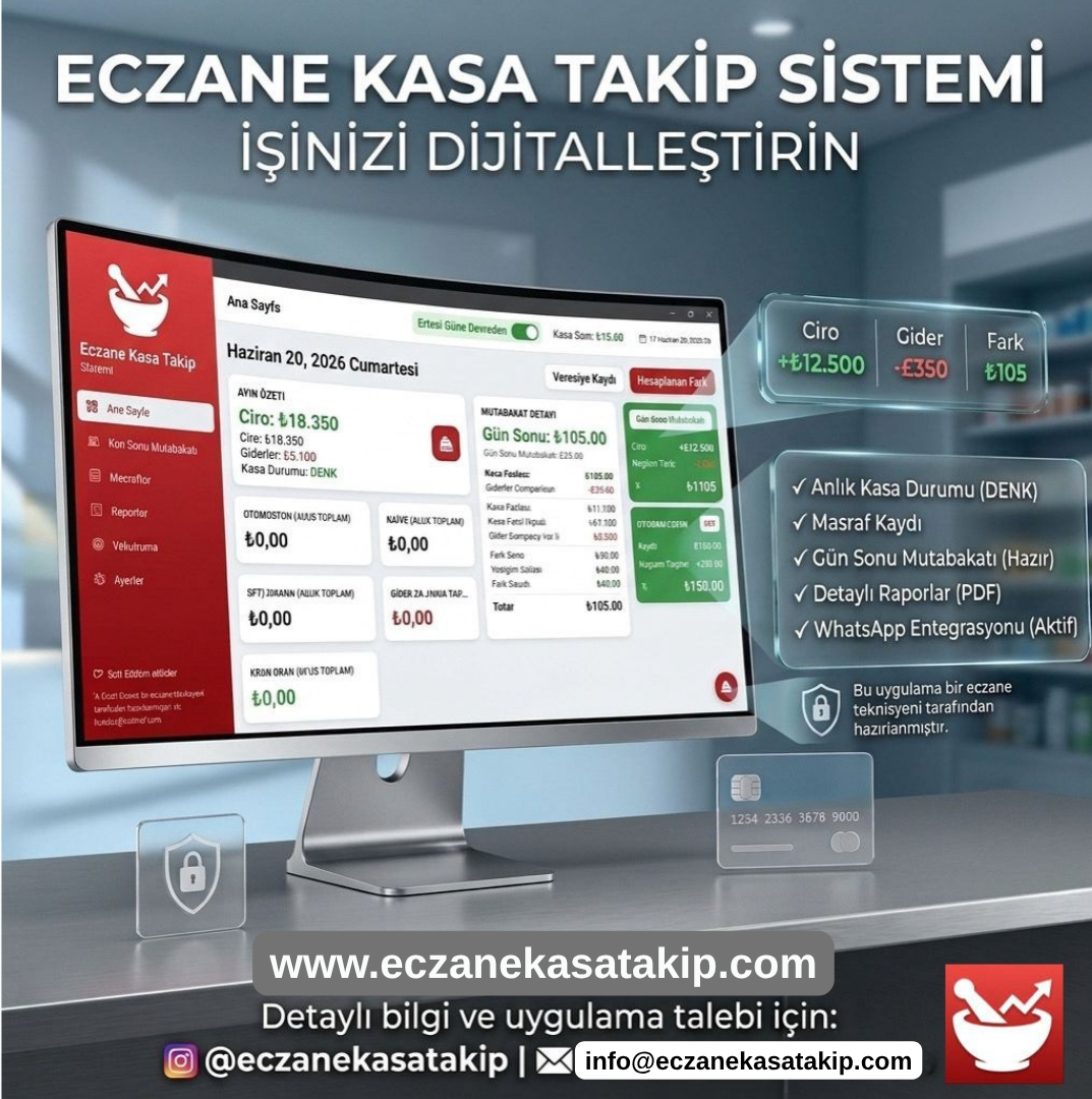 Eczane Kasa Takip Sistemi - İşinizi dijitalleştirin